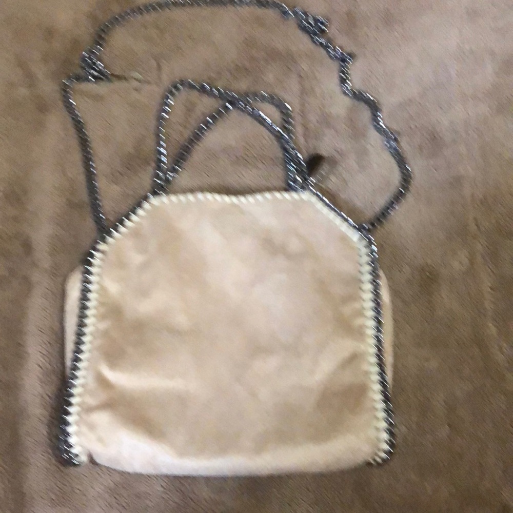 TODAY ONLY:BNWOT NO BRAND SUEDE Tan Chain-Trimmed Women's Bag - Excellent Cond